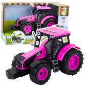 Traktor Farmerski Rolniczy Na Baterie Światła Dźwięki Różowy