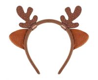 Opaska świąteczna Renifera z uszami brązowa brokatowa przebranie gadżet święta fotobudka