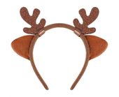Opaska świąteczna Renifera z uszami brązowa brokatowa przebranie gadżet święta fotobudka