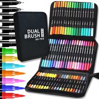PROFESJONALNE PODWÓJNE DWUSTRONNE MARKERY AKWARELOWE WODNE 60 KOLORÓW +ETUI