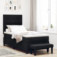 Łóżko box spring z materacem i ławką czarne 100x200 cm tkanina