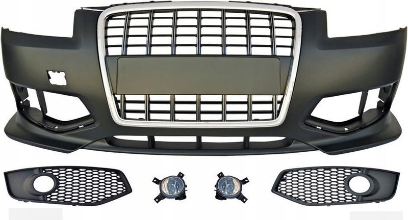 ZDERZAK PRZEDNI Do AUDI A3 8P, 8PA Od 2005 Do 2008 BLACK CHROM BEZ PDC, SRA zdjęcie 1