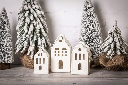 Ozdoby świąteczne Domki Led 3 szt świeczniki Altom Design Prezent Mikołajki na Arena.pl