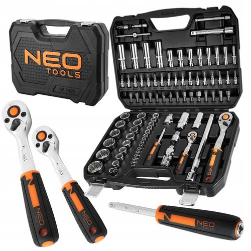 NEO TOOLS Klucze nasadowe 1/4", 1/2", zestaw 86 szt., CrV 10-060 na Arena.pl