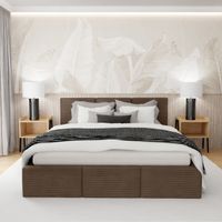 ŁÓŻKO TAPICEROWANE DO SYPIALNI 180x200 ŁÓŻKO PODWÓJNE Z POJEMNIKIEM BRĄZOWE