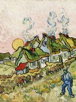 Plakat 75x100cm Houses and Figure, Van Gogh Vintage do Salonu