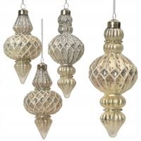 Barokowe Szklane Bombki kpl. 4 szt. Antyczne 16 cm Kształtki Choinkowe