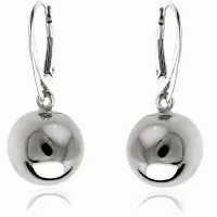 ELEGANCKIE WISZĄCE SREBRNE KOLCZYKI GŁADKIE KULKI KULE 12MM WYSOKI POŁYSK