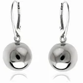 ELEGANCKIE WISZĄCE SREBRNE KOLCZYKI GŁADKIE KULKI KULE 12MM WYSOKI POŁYSK