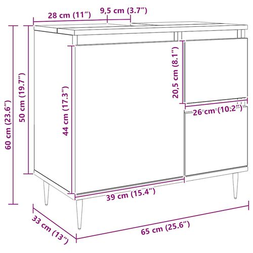 Szafka łazienkowa, dąb artisan, 65x33x60 cm na Arena.pl