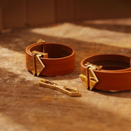 kajdanki ankle and wrist cuffs set brown lockink na Arena.pl