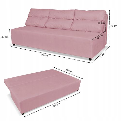 Zestaw KIMO funkcja spania sofa fotele Family Meble różowy Hunter welur na Arena.pl