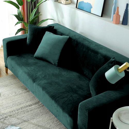 Pokrowiec Na Narożnik W Kształcie Litery ""L"" Zieleń Butelkowa Welur na Arena.pl