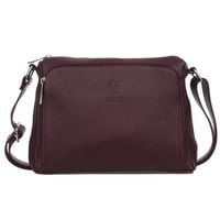 VERA PELLE torebka skórzana listonoszka z paskiem V535 c.bordowa