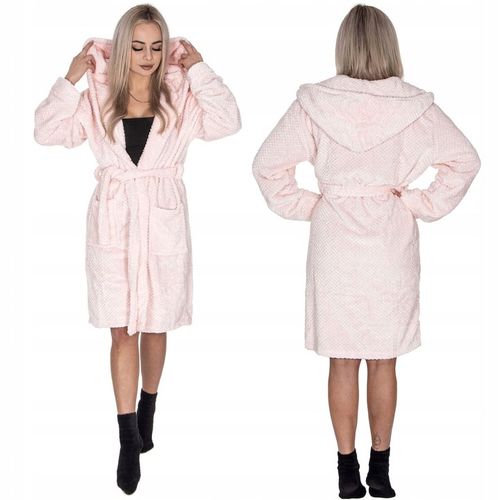 SZLAFROK DAMSKI CIEPŁY Z KAPTUREM R.S/M WIĄZANY W TALII GRUBY DŁUGI MIĘKKI na Arena.pl