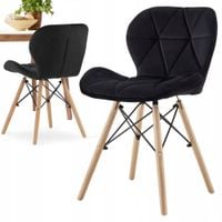 KRZESŁO SIEDZISKO WELUROWE LOFT CZARNE DO JADALNI BIURA SALONU NOGI BUKOWE