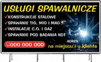 Baner reklamowy - Plandeka oczkowana 200x100 cm Usługi spawalnicze