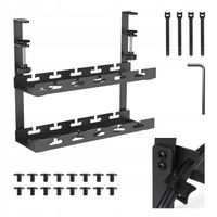 Organizer podbiurkowy na kable listwę 2 poziomy czarny z przegrodkami