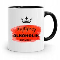 Dla Alkoholika Pijaka Kubek Czarny Na Prezent Z Nadrukiem Ze Zdjęciem