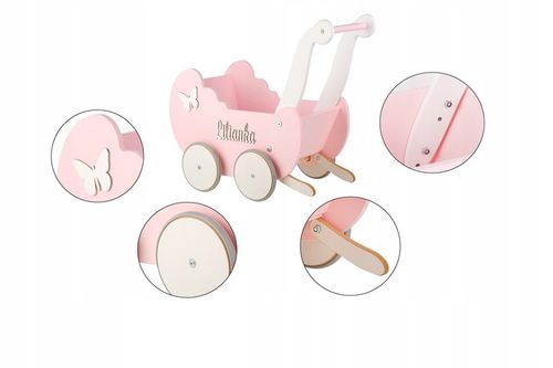 DREWNIANY WÓZEK DLA LALEK + IMIĘ PRODUCENT na Arena.pl