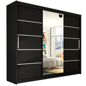 Szafa przesuwna Aston VI z lustrem 250cm - pojemna garderoba - CZARNY