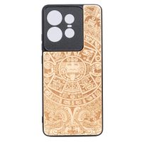 Drewniane Etui Bewood do Motorola Edge 50 Pro KALENDARZ AZTECKI ANIEGRE