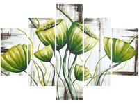 70 100CM OBRAZ 5 ELEM ZIELONE MAKI DRUK PŁÓTNO