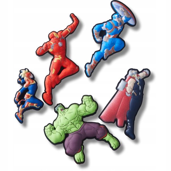 Crocs Przypinki Ozdoby Piny Charms Jibbitz Tiny Avengers Heroes 5pc zdjęcie 1