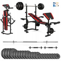 SIŁOWNIA hantle sztanga 123kg ZESTAW kulturystyczny ŁAWKA gryfy OBCIĄŻENIA