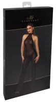 noir handmade kombinezon l czarny z połyskiem cold shoulder