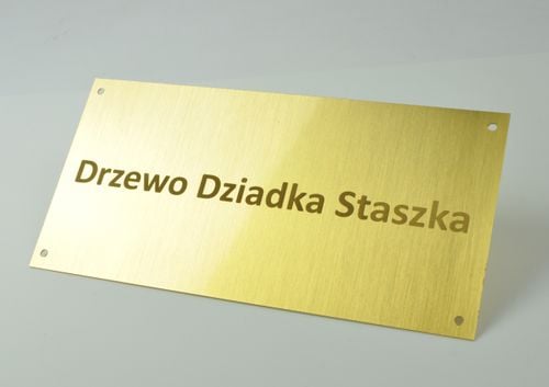 Tabliczka grawerowana z otworami na mocowanie z mosiądzu 18x9cm grubość 1mm na Arena.pl