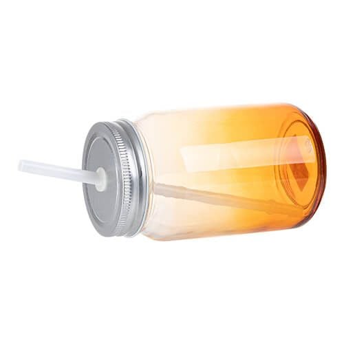 Kubek szklany Mason Jar 450 ml bez uszka do sublimacji - pomarańczowy gradient na Arena.pl