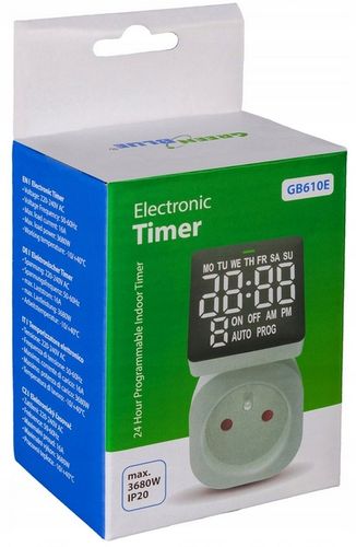 PROGRAMATOR CZASOWY TIMER CYFROWY 8 PROGRAMÓW 3680W EKRAN LCD 16A IP20 na Arena.pl