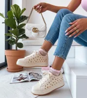 Beżowe sneakersy na platformie z nitami Adelis 37