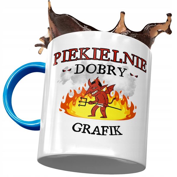 Kubek Błękitny Dla Grafika Piekielnie Dobry Grafik Z Nadrukiem Ze Zdjęciem zdjęcie 1