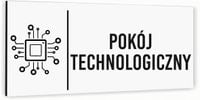 Tabliczka na drzwi POKÓJ TECHNOLOGICZNY Aluminium BIAŁA Dibond Piktogram