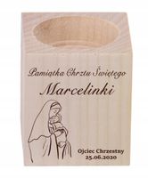 ŚWIECZNIK drewniany z grawerem pamiątka CHRZTU ŚWIĘTEGO + imię