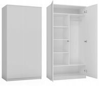 SZAFA GARDEROBA SD-90 BIAŁA 90CM DRZWI PÓŁKI POJEMNA FUNKCJONALNA