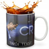KUBEK 330ml GRAFIKA PREZENT ŚWIĘTA WZÓR - PIŁKA NOŻNA RONALDO CR7 + IMIĘ