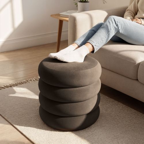 Pufa siedzisko do salonu SNUGGO welur ze schowkiem otwierana 42 cm Brązowa na Arena.pl