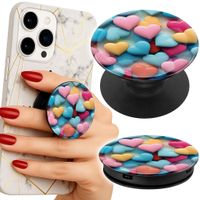Uchwyt do telefonu Popsocket na palce/stojak KOLOROWE SERCA PERSONALIZACJA