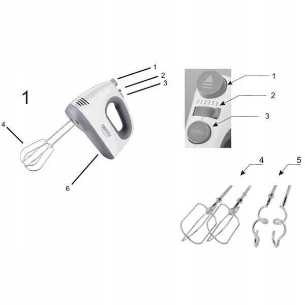 Mikser ręczny Robot kuchenny 750W 5 biegów + TURBO 4 Mieszadła Wolny start zdjęcie 6