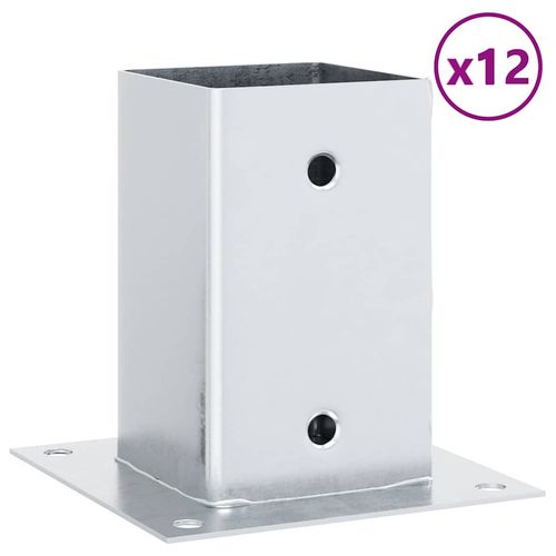 Podstawy słupków kwadratowe 12 szt. Srebrne Stal ocynkowana na Arena.pl