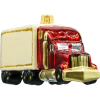 Bombka choinkowa szklana: Ciężarówka Tir z naczepą: beżowa