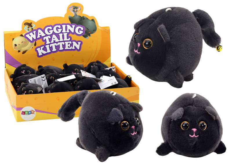 Pluszowy Kotek Naciągany Skaczący Maskotka Czarny zdjęcie 1