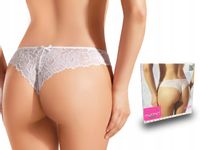 Ewana 017 Koronkowe Eleganckie Stringi Biały L