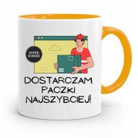 Kubek Żółty Dla Kuriera Dostarczam Najszybciej Z Nadrukiem Ze Zdjęciem