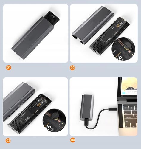 Obudowa na dysk SSD NVME SATA PCIe M.2 USB-C HUB Adapter Kieszeń dysku M2 na Arena.pl
