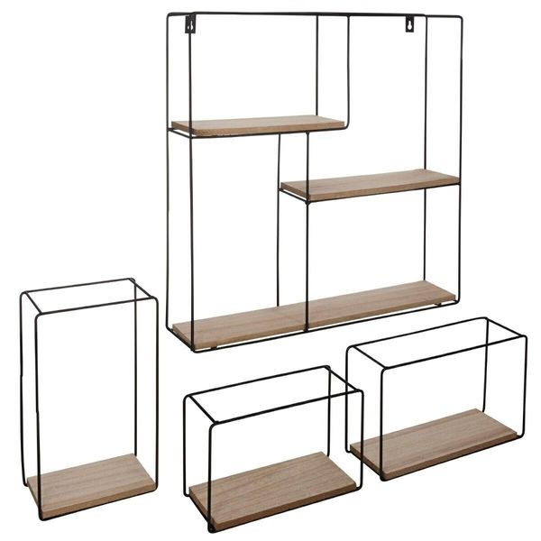 Zestaw 4 półek Ally czarne/ naturalne zdjęcie 1