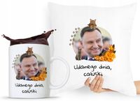 Zestaw Poduszka + Kubek Prezent Andrzej Duda Pis Z Nadrukiem Ze Zdjęciem